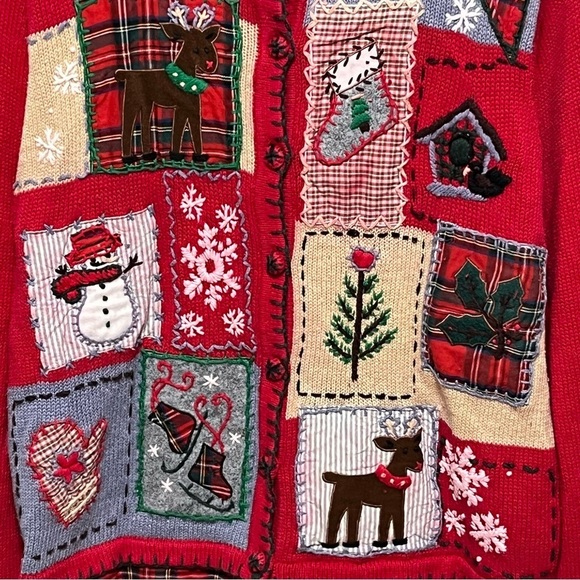 Victoria Jones Vintage multi-color button front plaid hem and sleeves cardigan - Picture 5 of 10